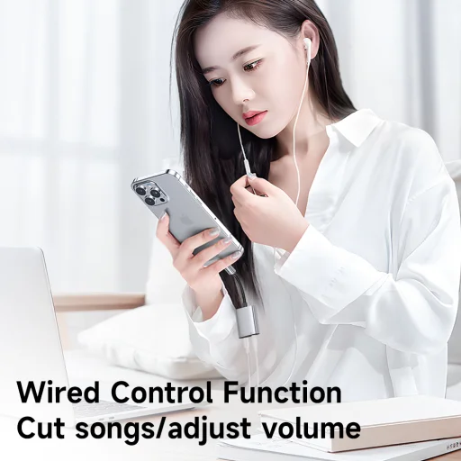 Mcdodo Audio Adapter Wales Series (CA-5540) - Lightning to Lightning, DC 3.5mm, Alumínium ötvözet, Nylon, 5V/2A, 12.5cm - Szürke - 3