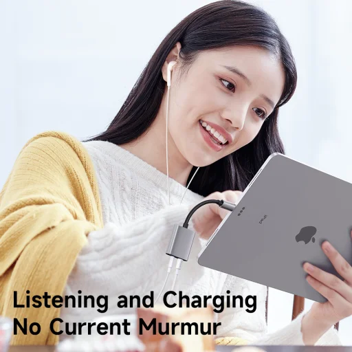 Mcdodo Audio Adapter Wales Series (CA-5540) - Lightning to Lightning, DC 3.5mm, Alumínium ötvözet, Nylon, 5V/2A, 12.5cm - Szürke - 5