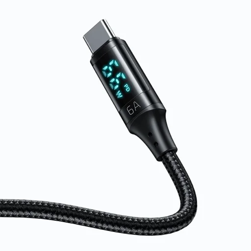 USB 2.0 - Type-C Digitális Kijelzővel, Nylon Fonott, Alumínium Ötvözet, 6A, 1.2m - Fekete Mcdodo - Data Cable (CA-1080) - 2
