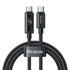 USB-C - USB-C Fekete Mcdodo Data Cable (CA-8000), Dupla LED Kijelzővel, 100W, Gyors Töltés, 1.2m