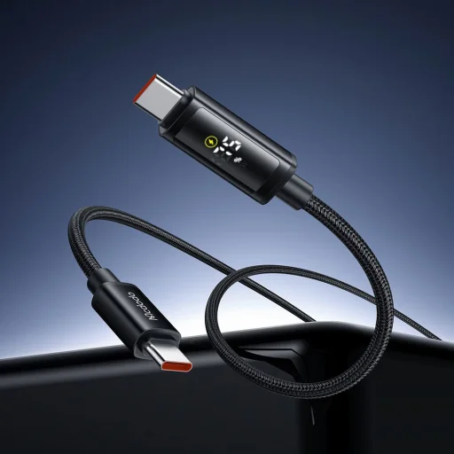 USB-C - USB-C Fekete Mcdodo Data Cable (CA-8000), Dupla LED Kijelzővel, 100W, Gyors Töltés, 1.2m - 5