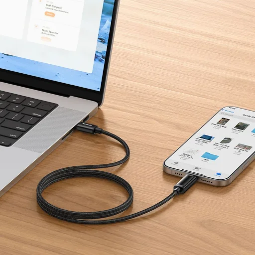 USB-C - USB-C Fekete Mcdodo Data Cable (CA-8000), Dupla LED Kijelzővel, 100W, Gyors Töltés, 1.2m - 6