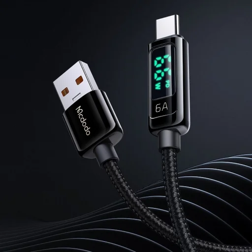 Data Cable Mcdodo (CA-8690), USB-A - USB-C, 6A, Digitális Kijelző, 1.2m - Fekete - 6