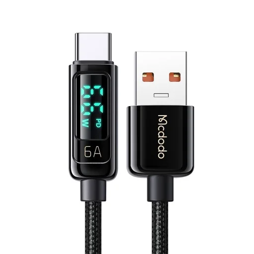 Data Cable Mcdodo (CA-8690), USB-A - USB-C, 6A, Digitális Kijelző, 1.2m - Fekete - 1