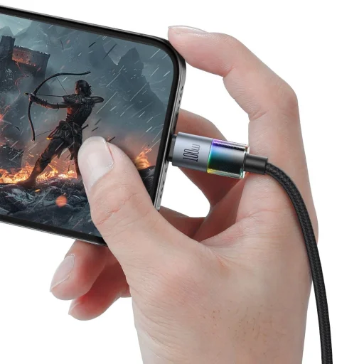 Mcdodo - Adatkábel (CA-8200) - 7 színes LED fénnyel, USB-C - USB-C, 100W, 5A, 1.2m - Fekete - 2