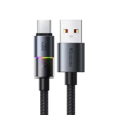 Data Cable (CA-8180) 7 színes világítással, USB-A-ról USB-C-re, 6A, 1.2m - Fekete Mcdodo