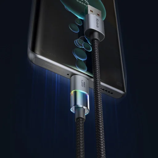 Data Cable (CA-8180) 7 színes világítással, USB-A-ról USB-C-re, 6A, 1.2m - Fekete Mcdodo - 6