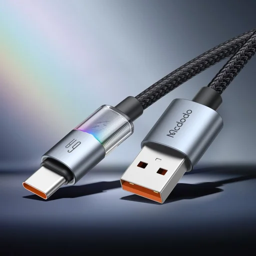 Data Cable (CA-8180) 7 színes világítással, USB-A-ról USB-C-re, 6A, 1.2m - Fekete Mcdodo - 5
