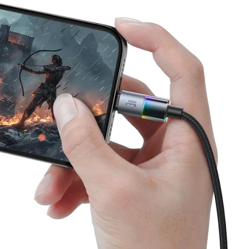 Data Cable Mcdodo CA-8170 Színes Fényekkel, USB-A - Lightning, 3A, 1.2m - Fekete - 2