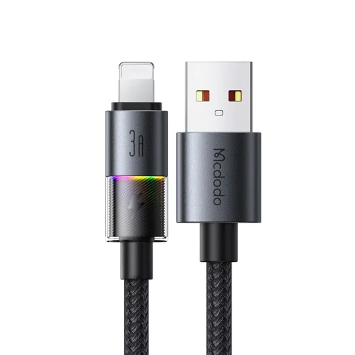 Data Cable Mcdodo CA-8170 Színes Fényekkel, USB-A - Lightning, 3A, 1.2m - Fekete - 1