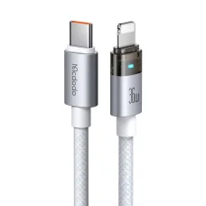 USB-C to Lightning Fehér Mcdodo Data Cable (CA-6942) - Töltésjelzős, Átlátszó Kábel, 36W, 1.2m