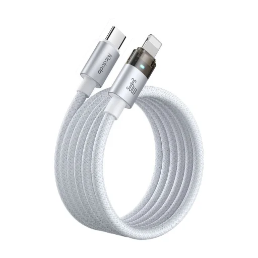 USB-C to Lightning Fehér Mcdodo Data Cable (CA-6942) - Töltésjelzős, Átlátszó Kábel, 36W, 1.2m - 2