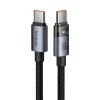 Mcdodo CA-5580 Adatkábel - Töltési fénnyel, USB-C-ről USB-C-re, Átlátszó kábel, 100W, 1,2m - Fekete thumbnail