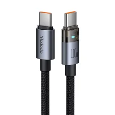 Mcdodo CA-5580 Adatkábel - Töltési fénnyel, USB-C-ről USB-C-re, Átlátszó kábel, 100W, 1,2m - Fekete