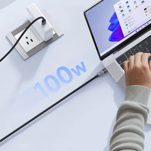 Mcdodo CA-5580 Adatkábel - Töltési fénnyel, USB-C-ről USB-C-re, Átlátszó kábel, 100W, 1,2m - Fekete - 6