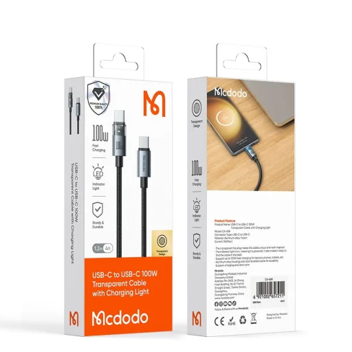 Mcdodo - Adatkábellel ellátott (CA-5581) USB-C - USB-C kábel, 100W, 1.2m - Sivatagi Arany - 7