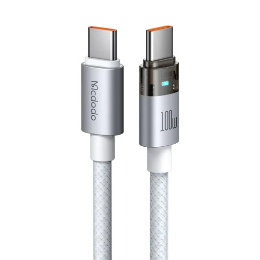 USB-C to USB-C Fehér Mcdodo - Data Cable (CA-5582) töltőfényes átlátszó kábel, 100W, 1,2m - 1