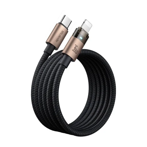 Data Cable Mcdodo CA-6941, USB-C to Lightning, Átlátszó kábel, 36W, 1.2m, Töltőfénnyel - Desert Gold - 2