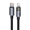 Data Cable (CA-6940) USB-C - Lightning, Átlátszó Kábel, 36W, 1,2m - Fekete, Töltési Fénnyel Mcdodo thumbnail