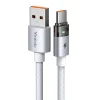 Data Cable Mcdodo CA-6892 Töltőkábellel és Töltésjelző Fénnyel, USB-C - USB-A, Átlátszó Kábel, 6A, 1.2m, Fehér thumbnail