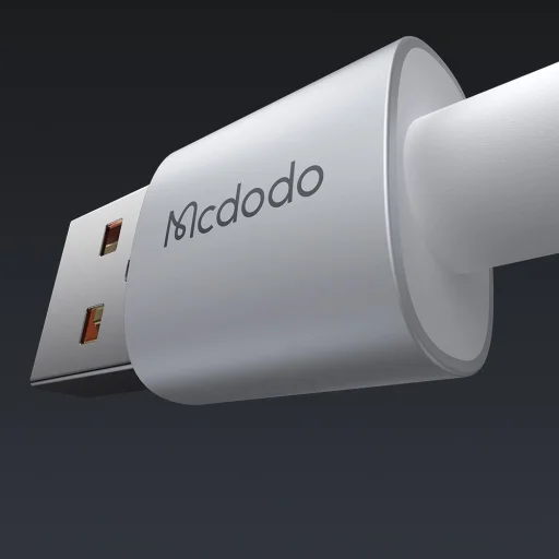 Data Cable Mcdodo CA-6892 Töltőkábellel és Töltésjelző Fénnyel, USB-C - USB-A, Átlátszó Kábel, 6A, 1.2m, Fehér - 6