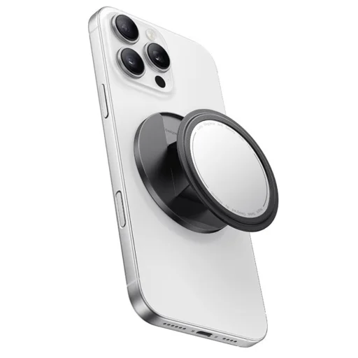 Mcdodo - 2 az 1-ben összecsukható mágneses telefonállvány sminktükörrel, bőr - Fekete (MR-7912) - 2