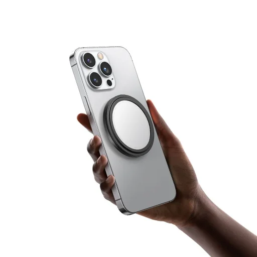 Mcdodo - 2 az 1-ben összecsukható mágneses telefonállvány sminktükörrel, bőr - Fekete (MR-7912) - 3