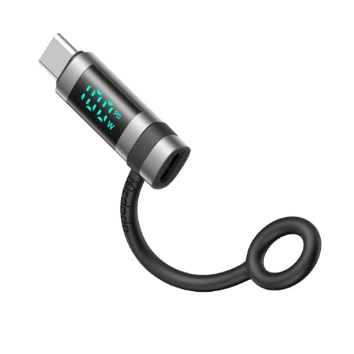 Adapter Mcdodo OT-2620 - Szilikon akasztóval, alumíniumötvözet, USB-C - USB-C, 240W, hordozható kialakítás - Fekete - 1