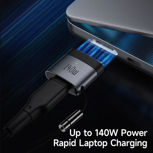 MacBook Air/Pro Fekete Mcdodo OTG Adapter (OT-6850) - Type-C to MagSafe 3, 140W, Alumínium Ötvözet, LED Kijelző - 5