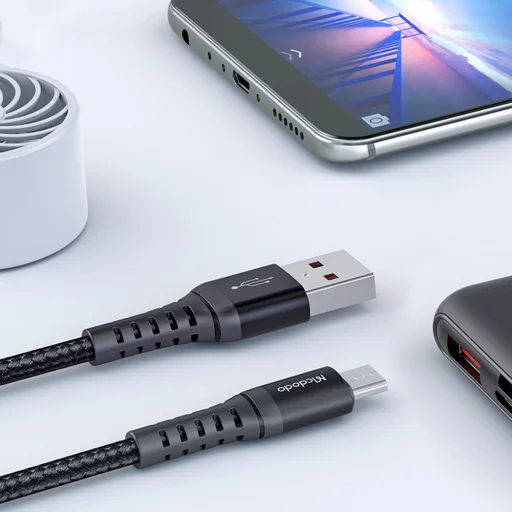USB-ről Micro-USB-re Mcdodo Data Cable (CA-2281), Nylon Fonott, Alumínium Ötvözet, QC4.0/3.0, 1m - Fekete - 6