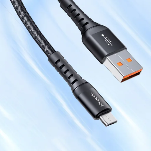 USB-ről Micro-USB-re Mcdodo Data Cable (CA-2281), Nylon Fonott, Alumínium Ötvözet, QC4.0/3.0, 1m - Fekete - 5