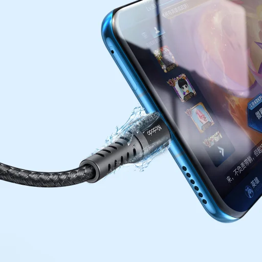 Mcdodo - Adatkábel (CA-2271) - USB to Type-C, Nylon Fonott, Alumínium Ötvözet, Támogatás QC4.0/3.0, 1m - Fekete - 6