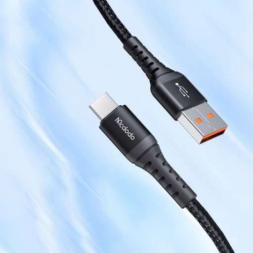 Mcdodo - Adatkábel (CA-2271) - USB to Type-C, Nylon Fonott, Alumínium Ötvözet, Támogatás QC4.0/3.0, 1m - Fekete - 3