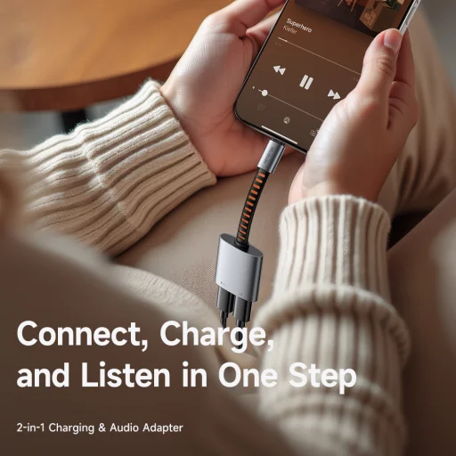 Mcdodo Audio Adapter (CA-3370) - Type-C 2x Type-C-re, 3A, 60W, prémium hangminőség, alumínium ötvözet/nejlon, 0.1m - szürke - 2