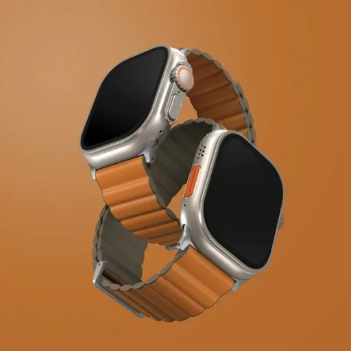 Apple Watch Series 1-8/SE/SE2/3/Ultra/2/3 42/44/45/49 Uniq Revix Prémium Szíj narancs-khaki - 2