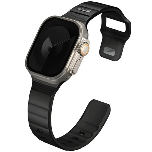 Apple Watch Series 1/2/3/4/5/6/7/8/9/SE1/2/3/Ultra1/2/3 42/44/45/49mm UNIQ Strap Stride FKM gumi fekete - 3