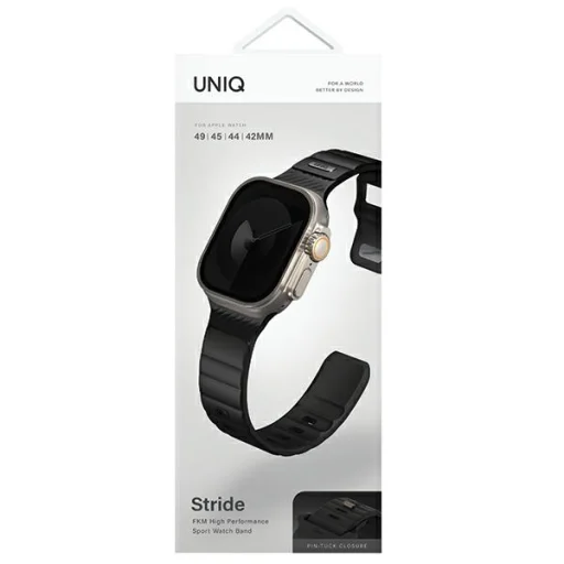 Apple Watch Series 1/2/3/4/5/6/7/8/9/SE1/2/3/Ultra1/2/3 42/44/45/49mm UNIQ Strap Stride FKM gumi fekete - 7
