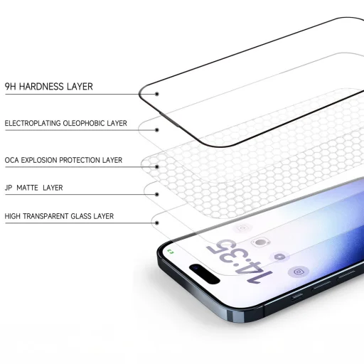 Tel Protect Full Glue 6D Matt Edzett Üveg iPhone 12 Pro Max-hoz fekete üvegfólia - 6