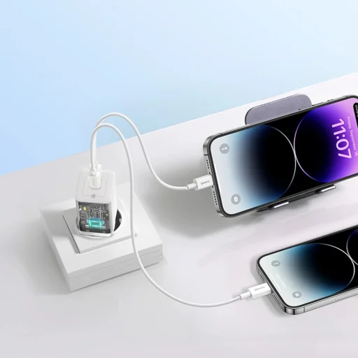 Baseus GaN5 Pro 40W hálózati töltő adapter 2xUSB-C - fehér - 11