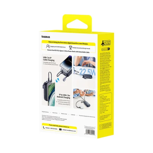 Baseus EnerFill FC21 Qpow3 Ultra Powerbank 20000mAh 22.5W kijelzővel és csatlakoztatott kábel - fekete - 4