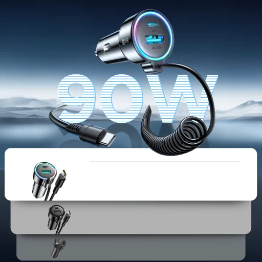 Joyroom JR-CL07 72W 3in1 Car Charger with 1.6m USB-C Cable – Black - 6