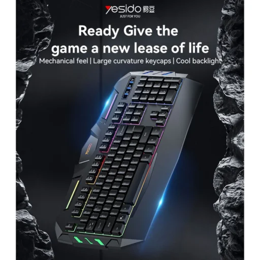 Vezetékes Gaming Billentyűzet Yesido KB21, RGB, 1,5m, Fekete - 2