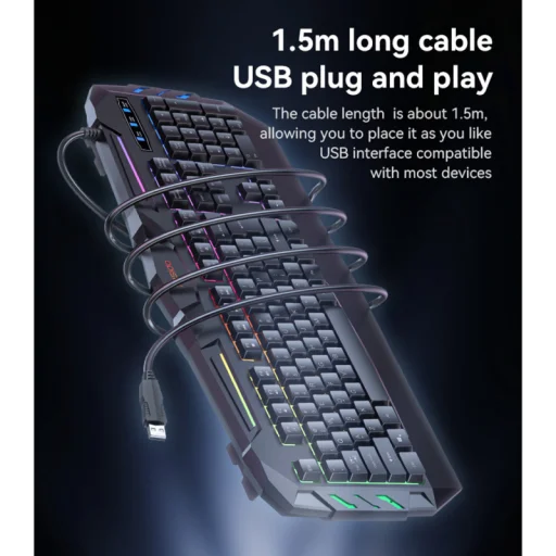 Vezetékes Gaming Billentyűzet Yesido KB21, RGB, 1,5m, Fekete - 3