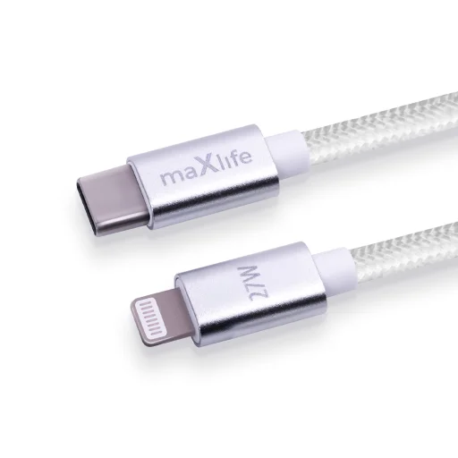 Maxlife MXUC-12 kábel USB-C - Lightning 1,0 m 27W fehér, - 2