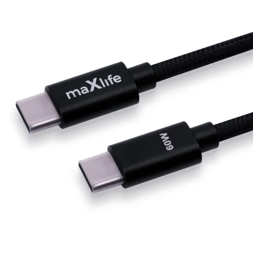 Maxlife MXUC-12 kábel USB-C - USB-C 1,0 m 60W fekete - 2