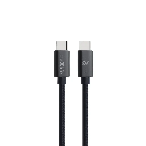 Maxlife MXUC-12 kábel USB-C - USB-C 1,0 m 60W fekete - 1