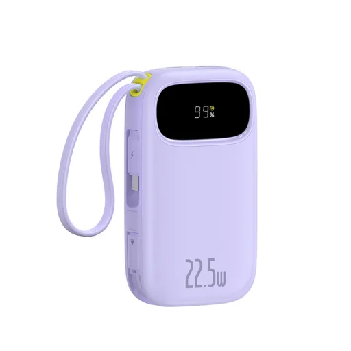 Baseus EnerFill FC21 Qpow 3 Ultra 20000mAh 22,5W Hordozható Akkumulátor Digitális Kijelzővel és Kábellel - Lila - 1
