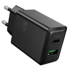 Hoco USB A + USB C QC3.0 PD AFC 3A 30W N71 fekete hálózati töltő
