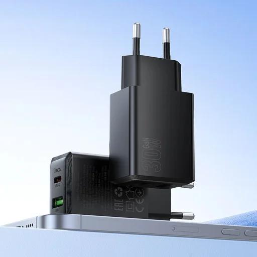 Hoco USB A + USB C QC3.0 PD AFC 3A 30W N71 fekete hálózati töltő - 5