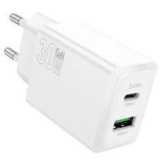 Hoco USB A + USB C QC3.0 PD AFC 3A 30W N71 fehér hálózati töltőadapter